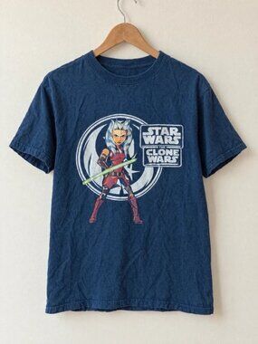Star Wars Clone Wars Ahsoka Navy Graphic T-Shirt Mens Small